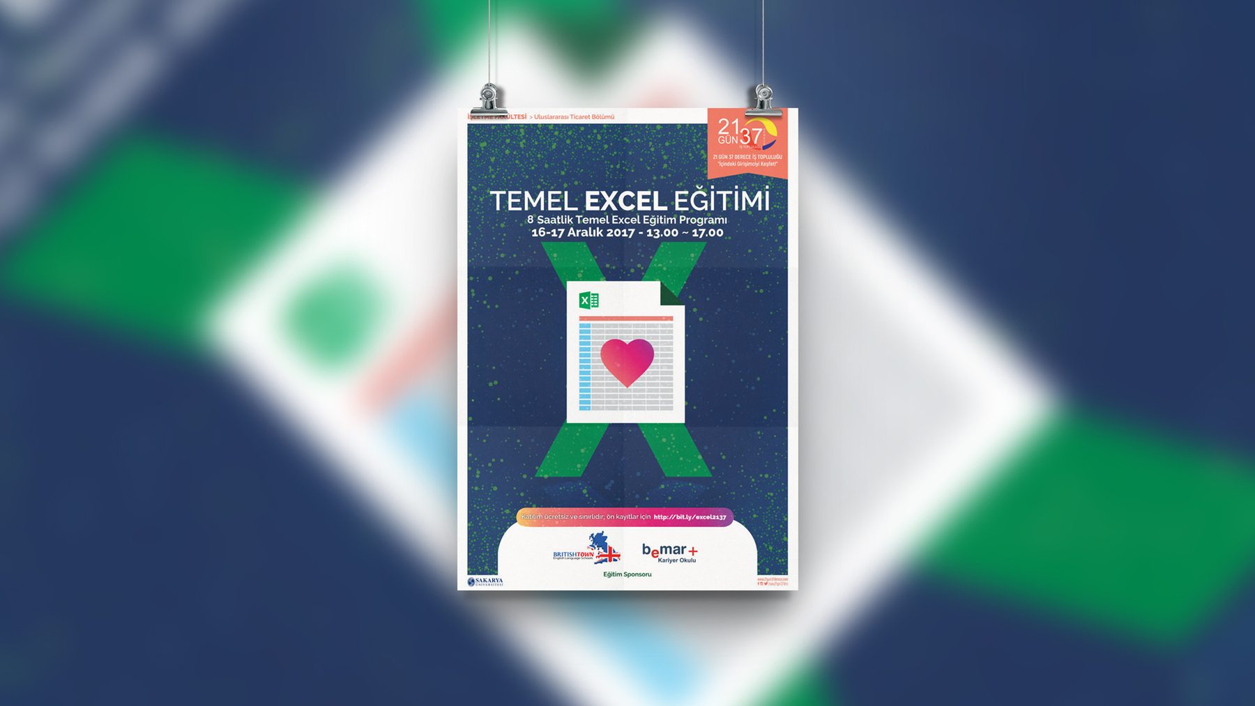 SAÜ – Uluslararası Ticaret Bölümü tarafından düzenlenen “Temel Excel Eğitimi 2” etkinliği için afiş…