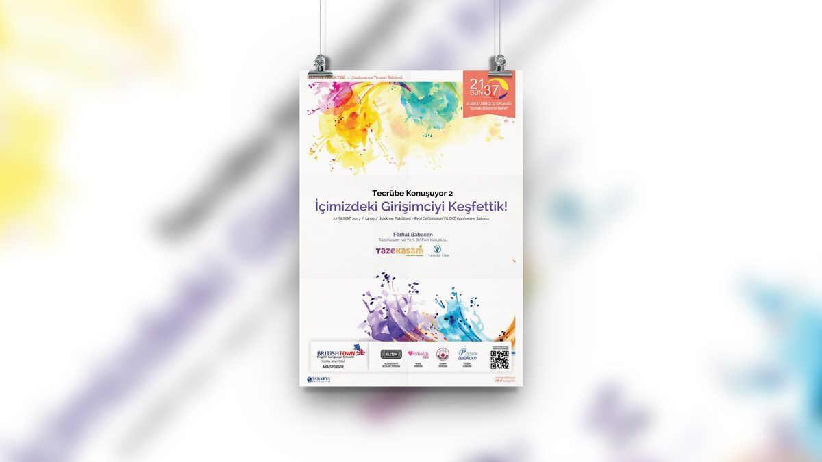 SAÜ – Uluslararası Ticaret Bölümü tarafından düzenlenen “Tecrübe Konuşuyor 2” etkinliği için afiş…