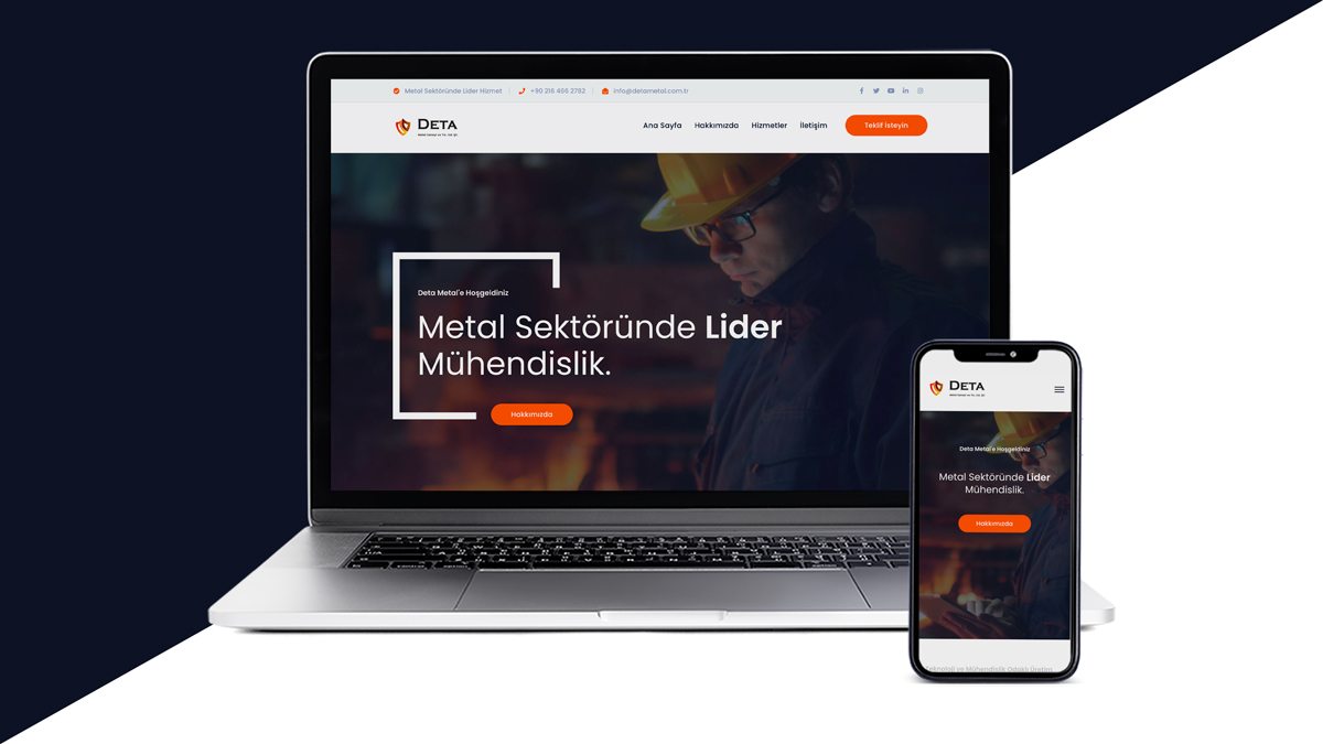 DETA METAL Şirketi için web sitesi tasarladım.