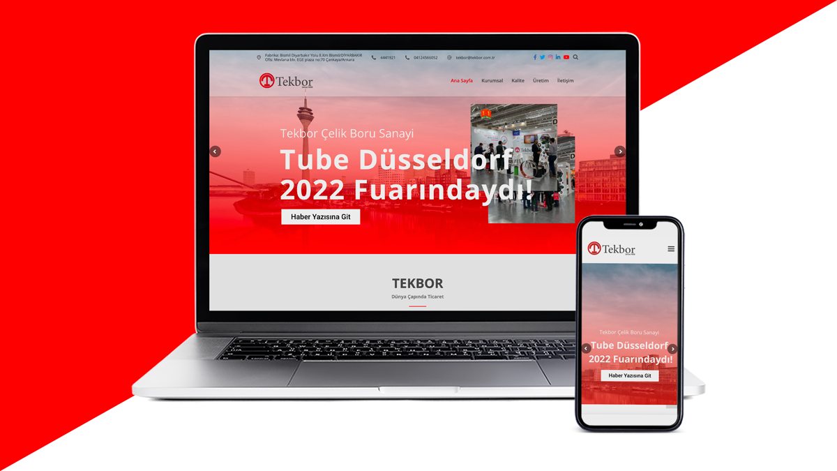TEKBOR için web sitesi tasarladım.