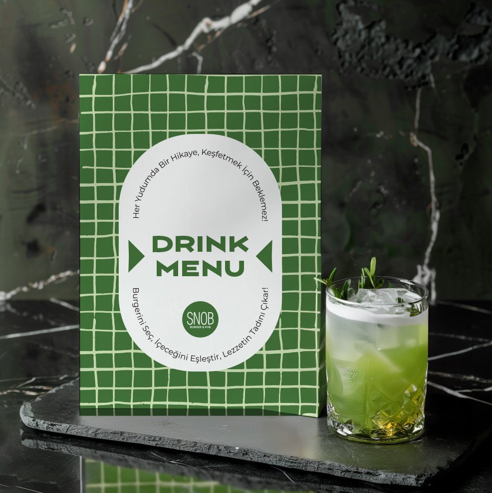 Snob Burger & Pub için içecek menü tasarımı yapıldı.