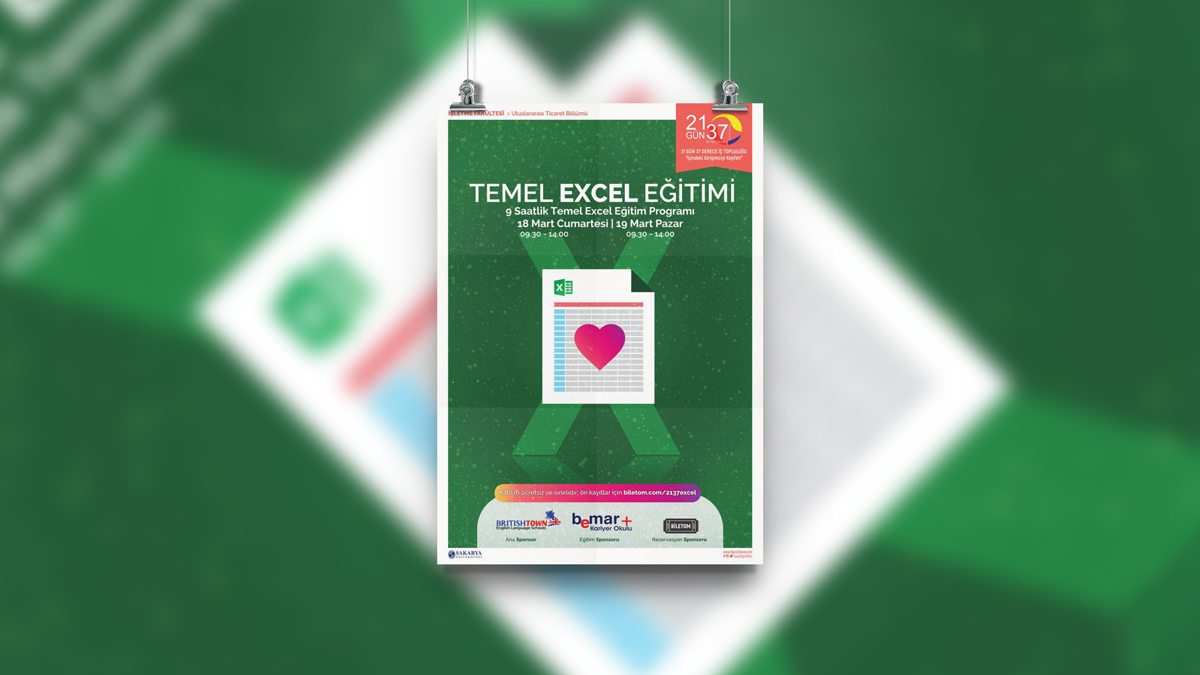 SAÜ – Uluslararası Ticaret Bölümü tarafından düzenlenen “Temel Excel Eğitimi” etkinliği için afiş…