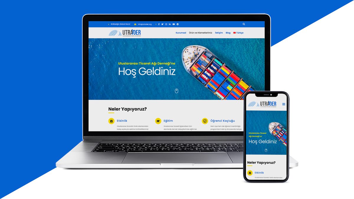 Uluslararası Ticaret Ağı Derneği (UTRADER) için web site tasarımı yaptım.