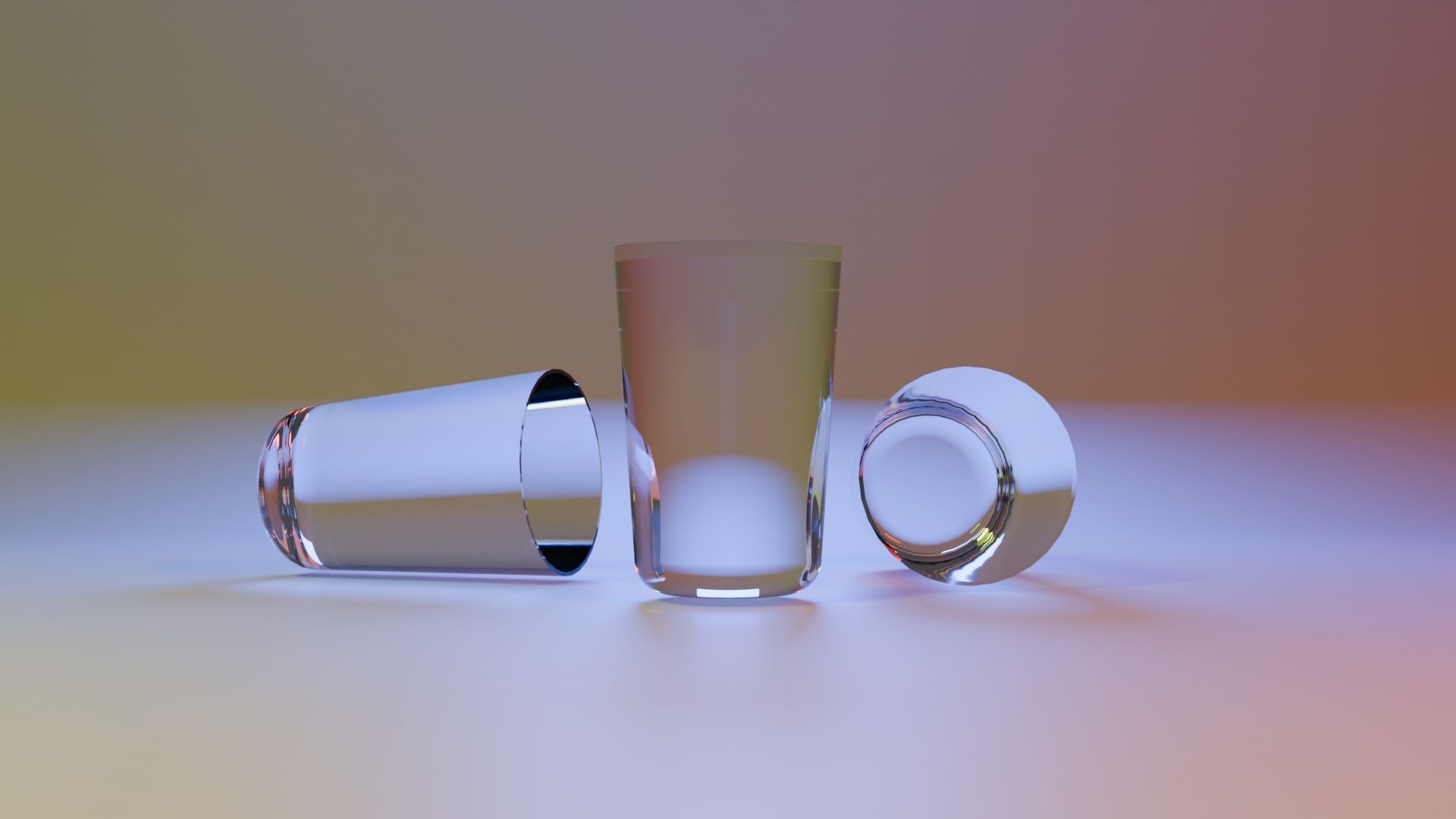 Blender cam bardak Glass materyal ve Spin Tool denemesi