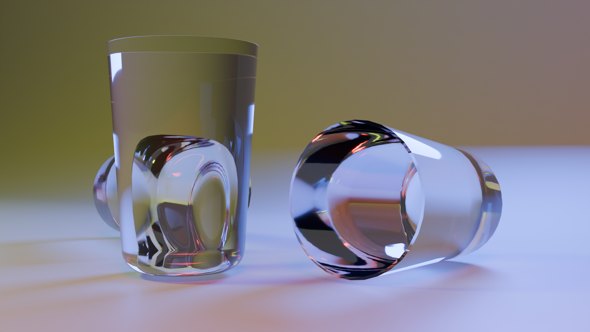 Blender cam bardak Glass materyal yan kadraj render